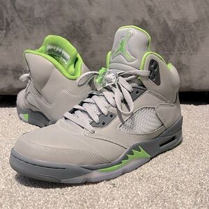 Jordan Retro 5 - Gray and Neon Green 3m Reflective- High-Tops